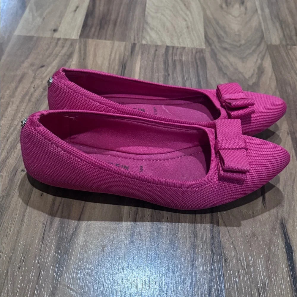Anne Klein Bright Pink Bow Ballet Flats - Picture 1 of 4
